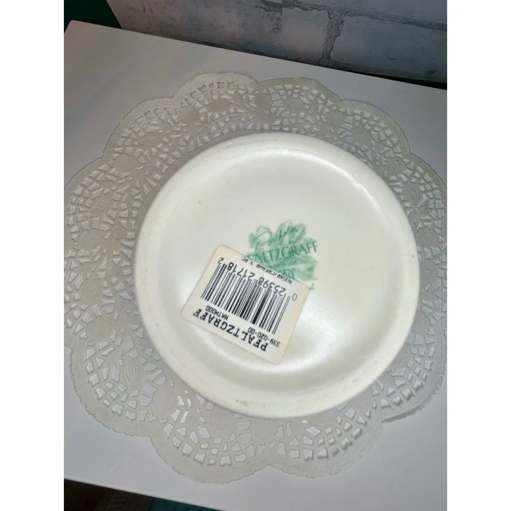 Pfaltzgraff Garden Herb Cream and Sugar Set with Trowel Spoon Botanical Leaves